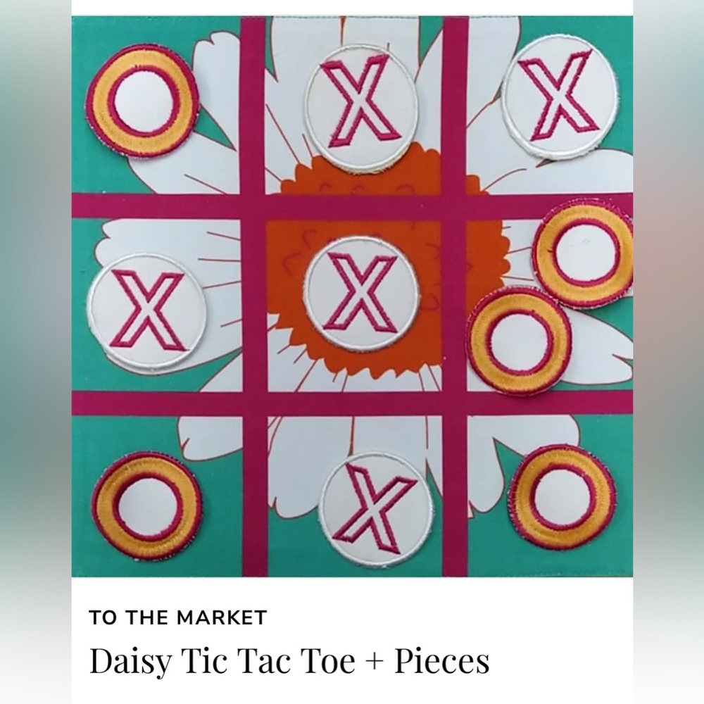 TO THE MARKET CO. QUITED WASHABLE Daisy Tic Tac Toe+Pieces Game NEW&Sealed Pkg